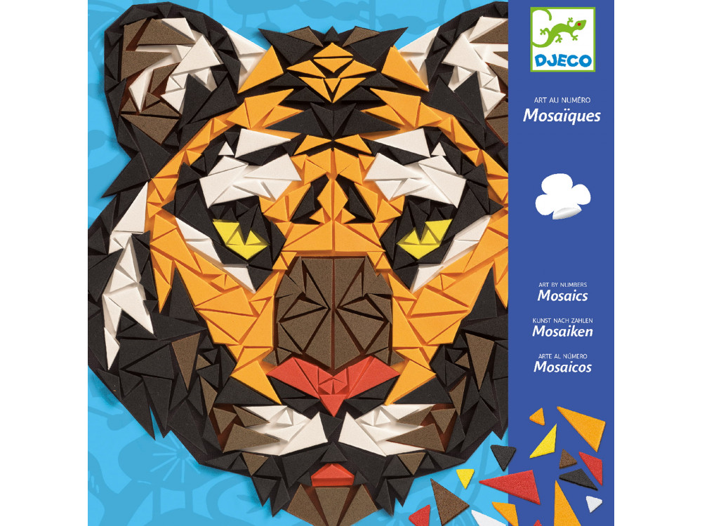 Mosaic Art by number set for kids - Djeco - Tiger and gorilla