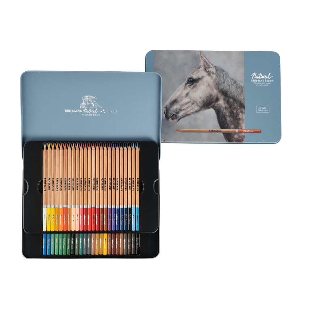 Set of Natural pencils in metal case - Renesans - 48 colors