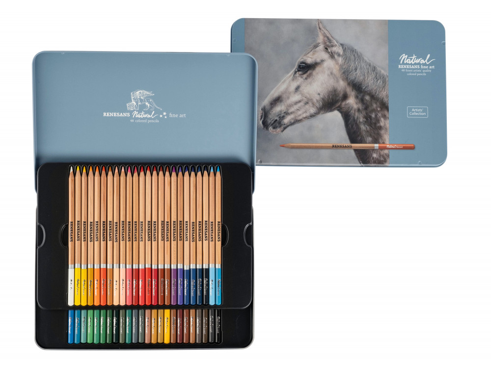 Set of Natural pencils in metal case - Renesans - 48 colors