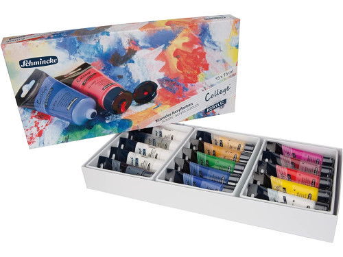 Zestaw farb akrylowych College Acrylic - Schmincke - 15 kolorów x 75 ml