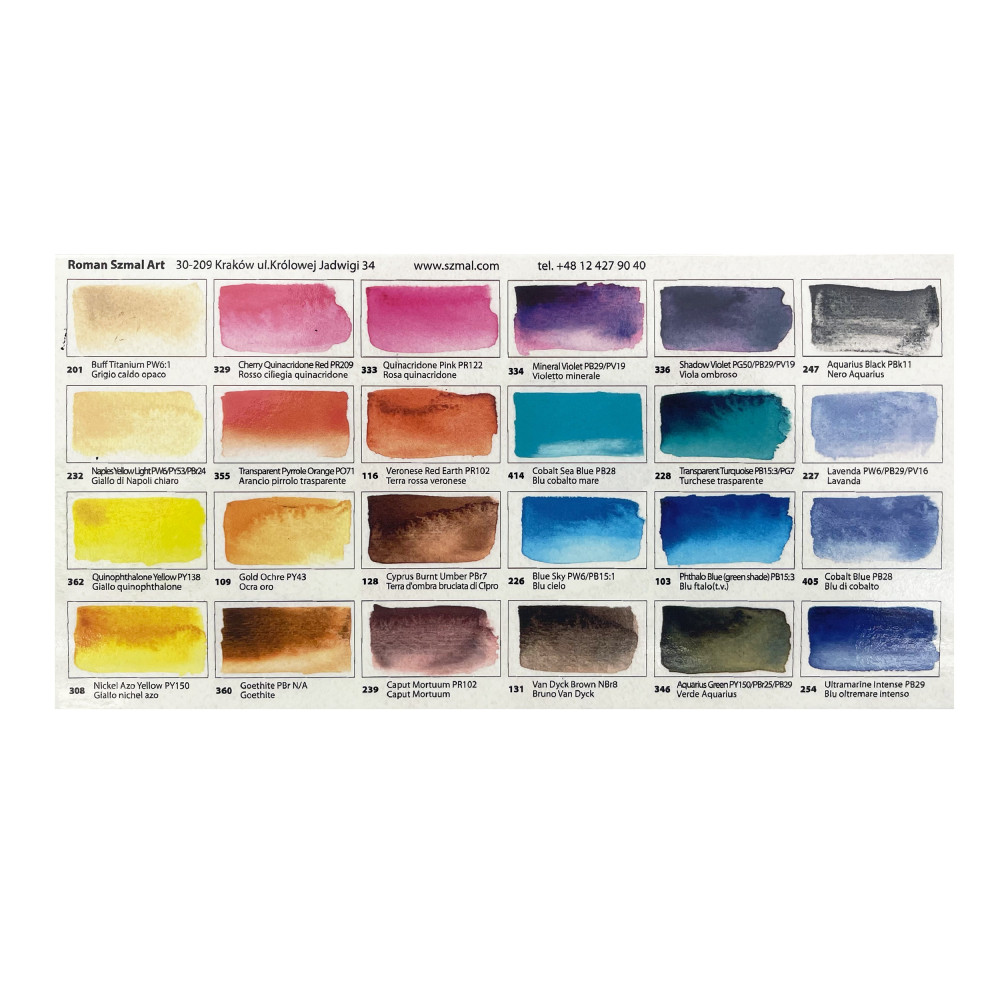 Set of Aquarius watercolor paints, Pasqualino Fracasso - Roman Szmal - 24 colors