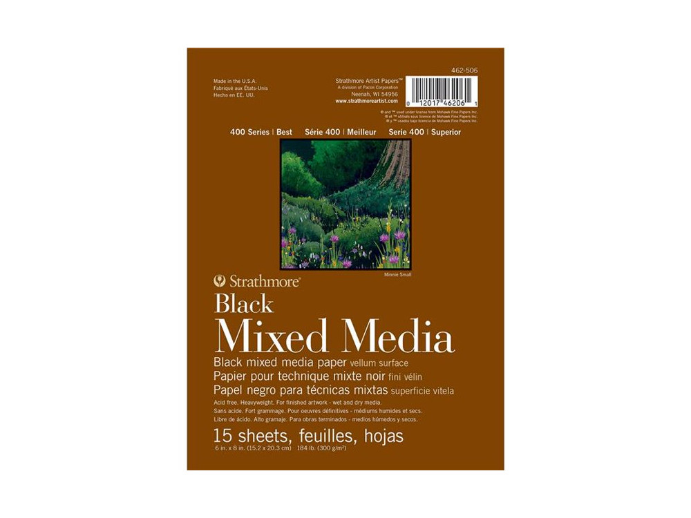 Blok uniwersalny Mixed Media - Strathmore - czarny, 15,2 x 20,3 cm, 300 g, 15 ark.