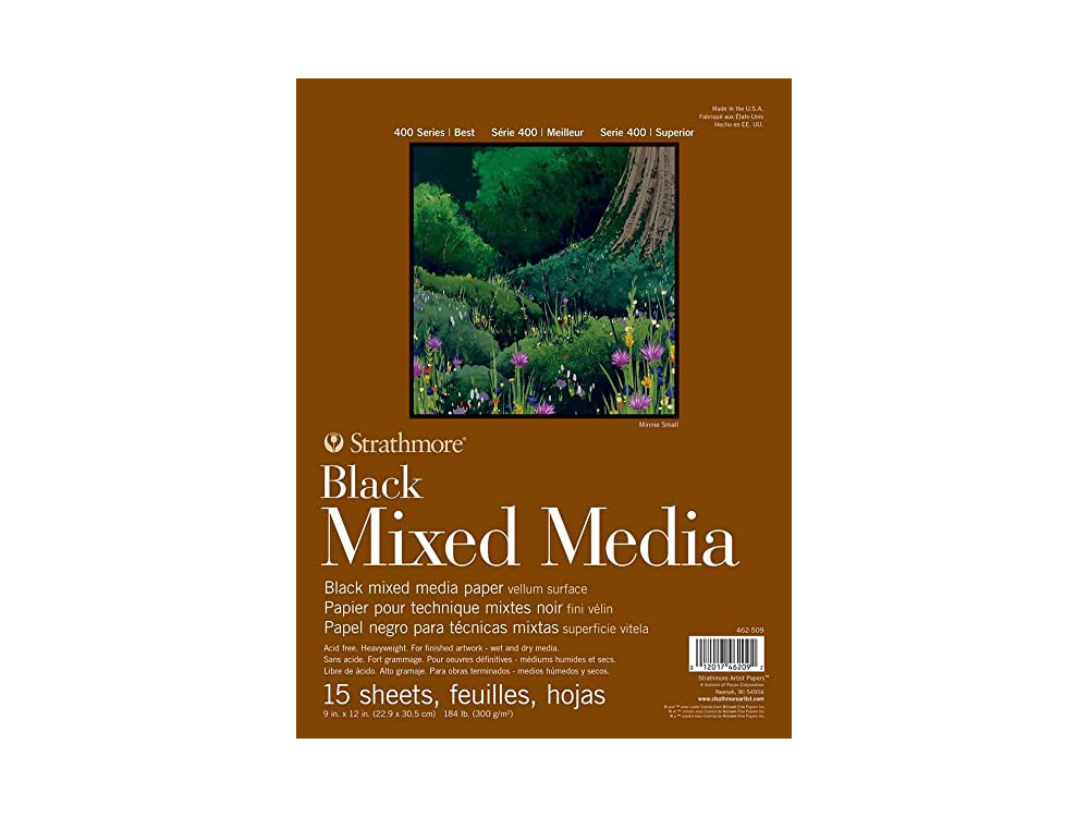 Blok uniwersalny Mixed Media - Strathmore - czarny, 22,9 x 30,5 cm, 300 g, 15 ark.