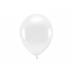 Balony lateksowe Eco, metalizowane - białe, 26 cm, 10 szt.