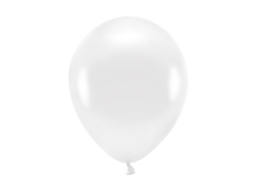 Balony lateksowe Eco, metalizowane - białe, 26 cm, 10 szt.