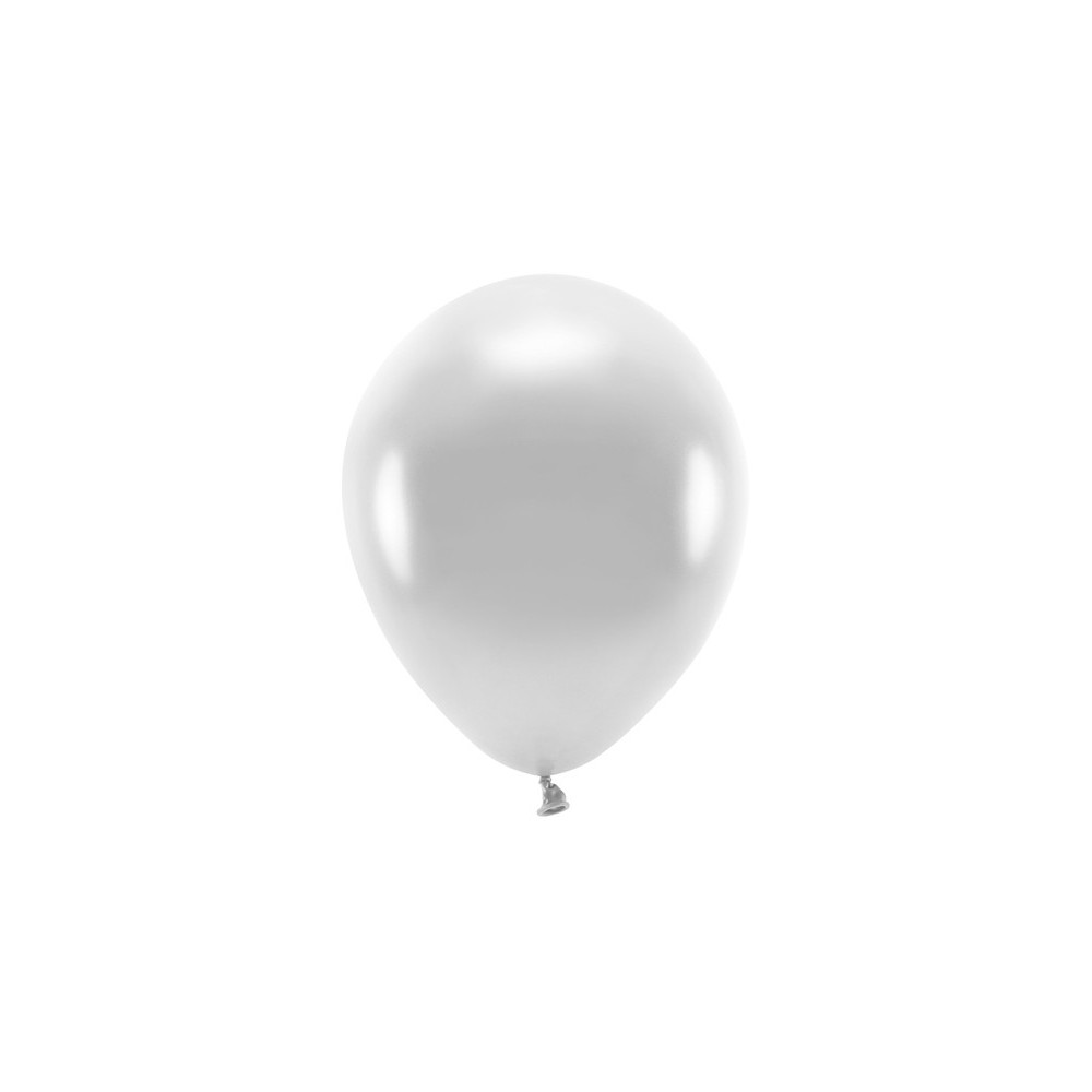 Balony lateksowe Eco, metalizowane - srebrne, 26 cm, 10 szt.
