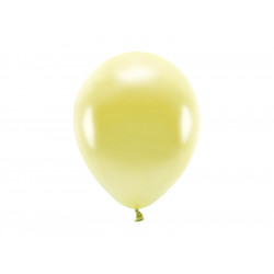 Balony lateksowe Eco, metalizowane - jasnożółte, 26 cm, 10 szt.