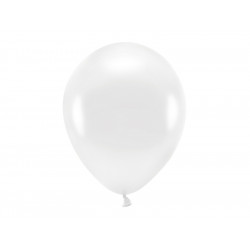 Balony lateksowe Eco, metalizowane - białe, 30 cm, 10 szt.