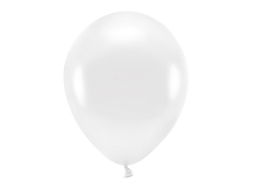 Balony lateksowe Eco, metalizowane - białe, 30 cm, 10 szt.