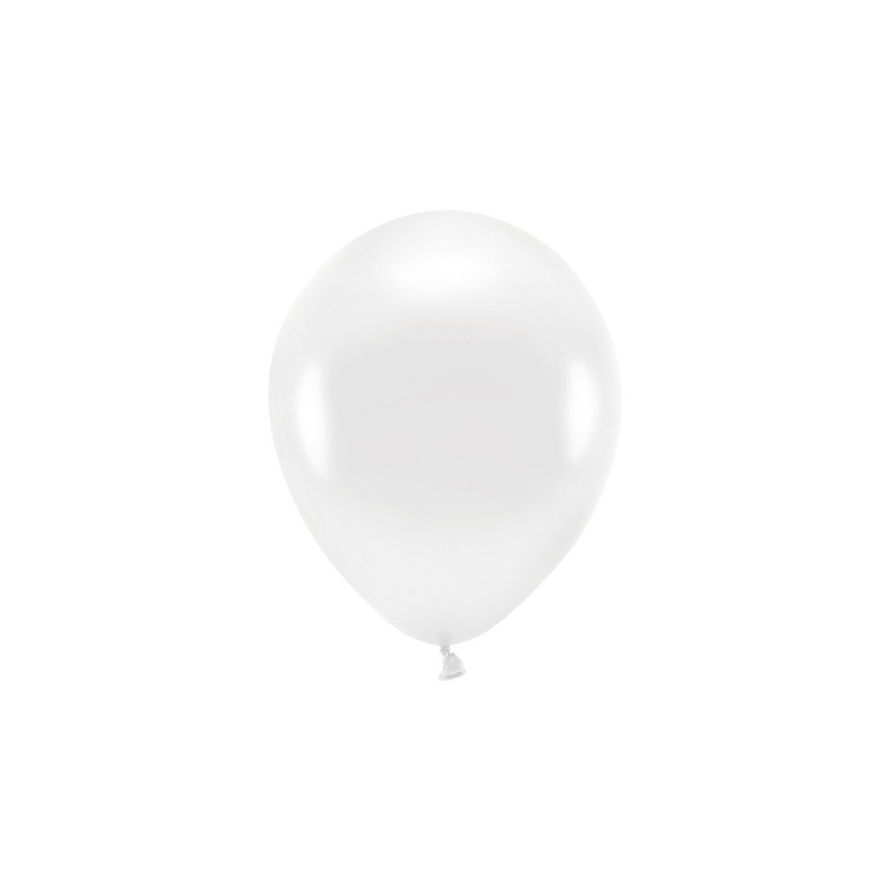 Balony lateksowe Eco, metalizowane - białe, 30 cm, 10 szt.