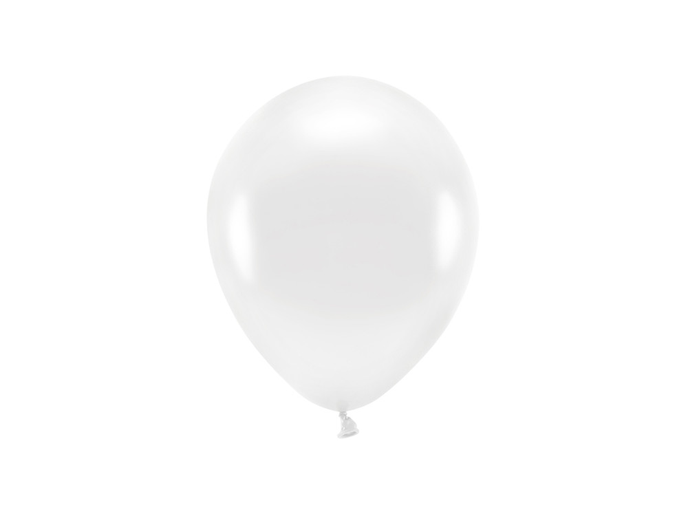 Balony lateksowe Eco, metalizowane - białe, 30 cm, 10 szt.