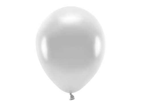 Balony lateksowe Eco, metalizowane - srebrne, 30 cm, 10 szt.