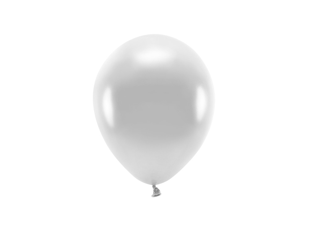 Balony lateksowe Eco, metalizowane - srebrne, 30 cm, 10 szt.