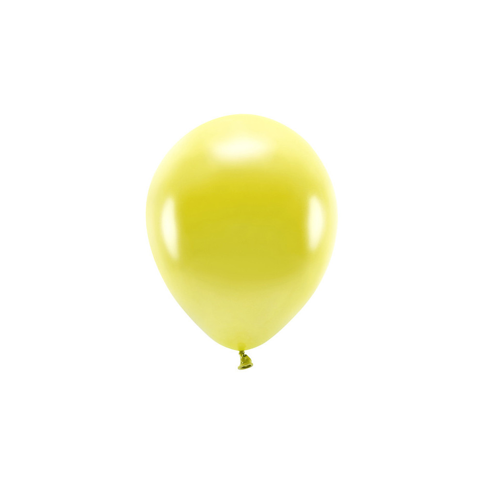 Balony lateksowe Eco, metalizowane - żółte, 30 cm, 10 szt.