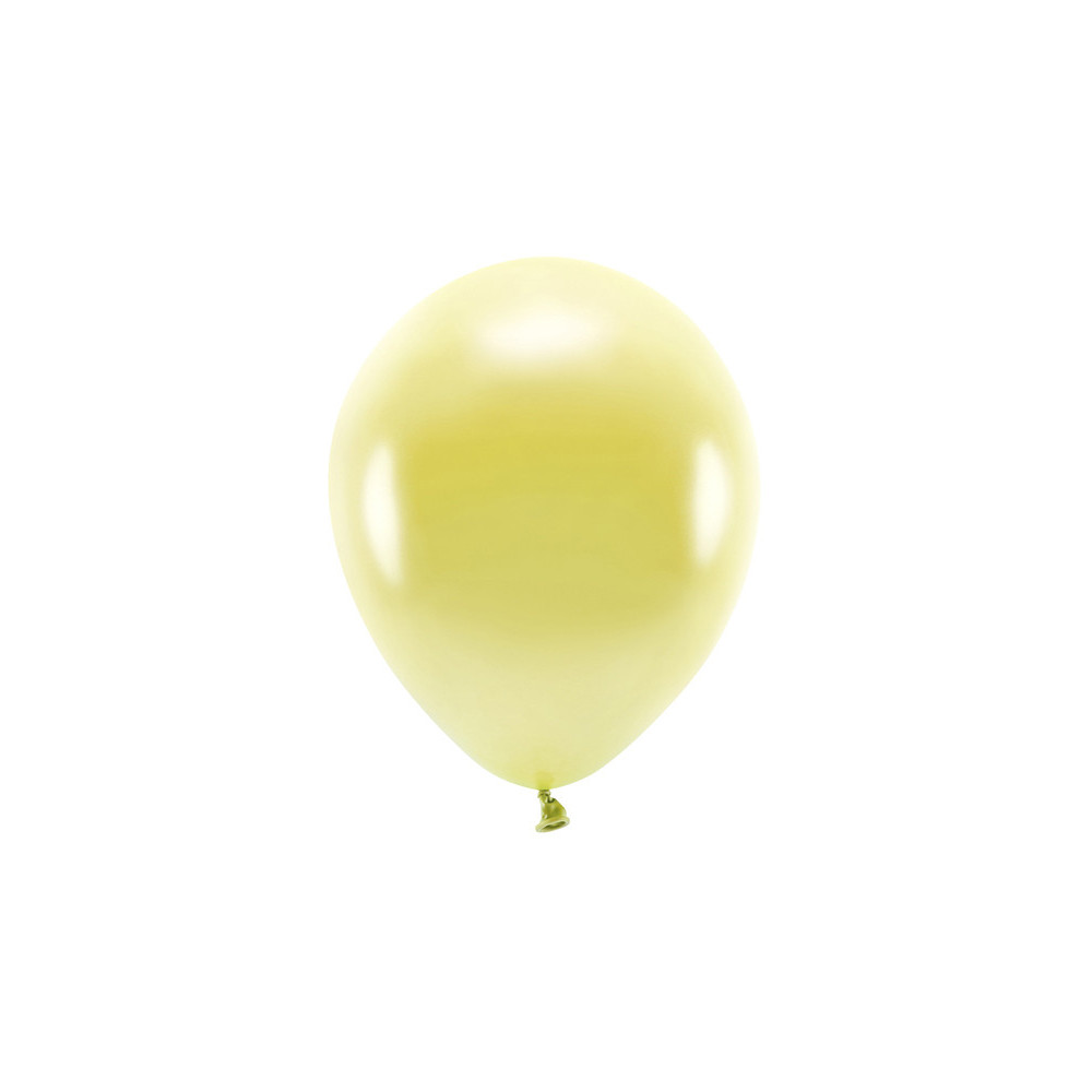 Balony lateksowe Eco, metalizowane - jasnożółte, 30 cm, 10 szt.