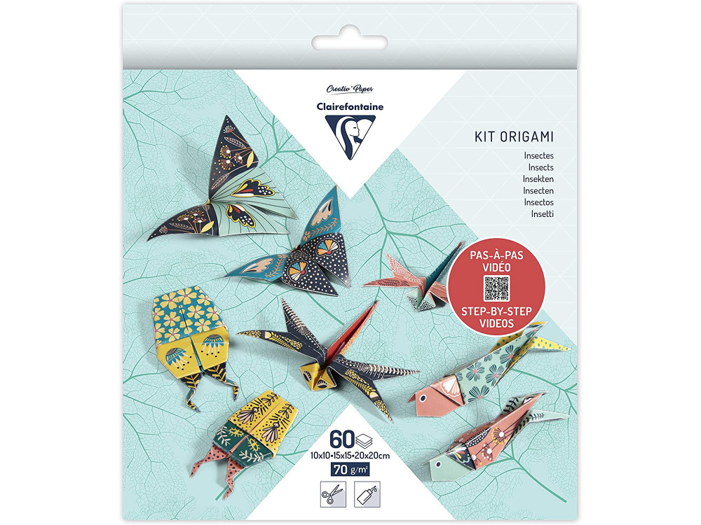 Papier do origami, Insects - Clairefontaine - 70 g, 60 ark.