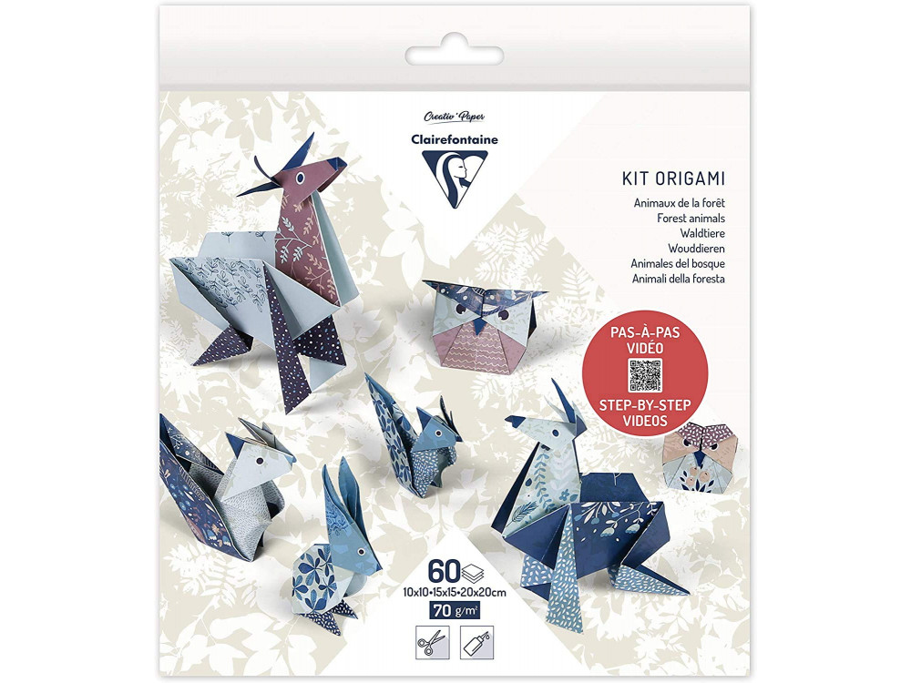 Papier do origami, Forest Animals - Clairefontaine - 70 g, 60 ark.