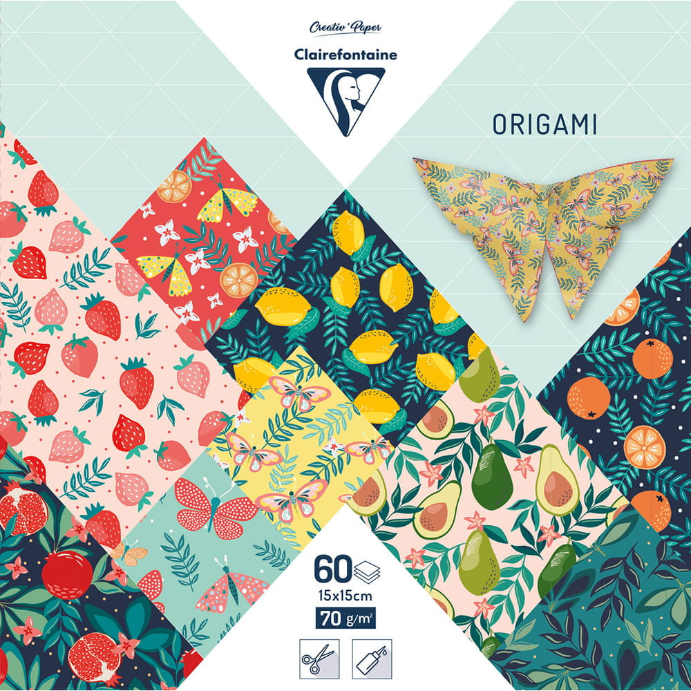 Origami paper Fruit Garden - Clairefontaine - 70 g, 60 sheets