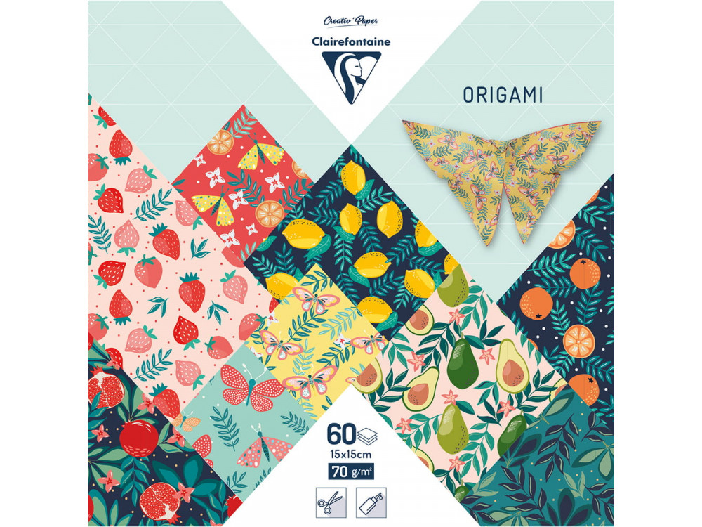 Papier do origami, Fruit Garden - Clairefontaine - 70 g, 60 ark.