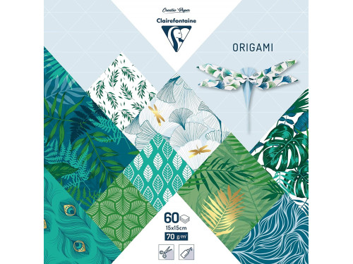Origami paper Vegetal Chic - Clairefontaine - 70 g, 60 sheets