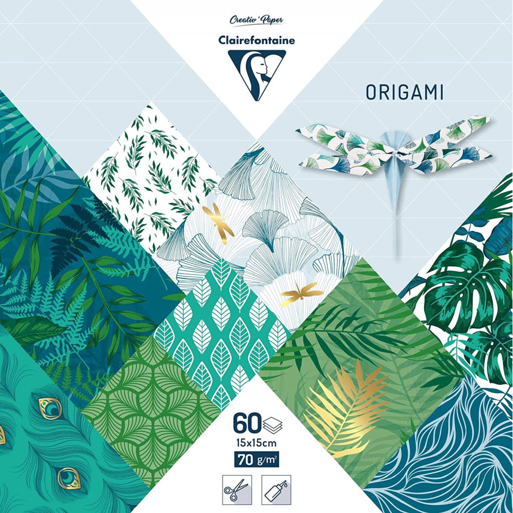 Origami paper Vegetal Chic - Clairefontaine - 70 g, 60 sheets