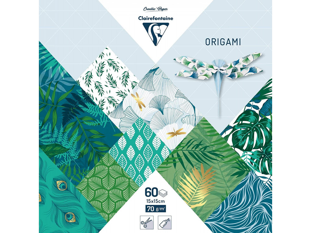 Papier do origami, Vegetal Chic - Clairefontaine - 70 g, 60 ark.