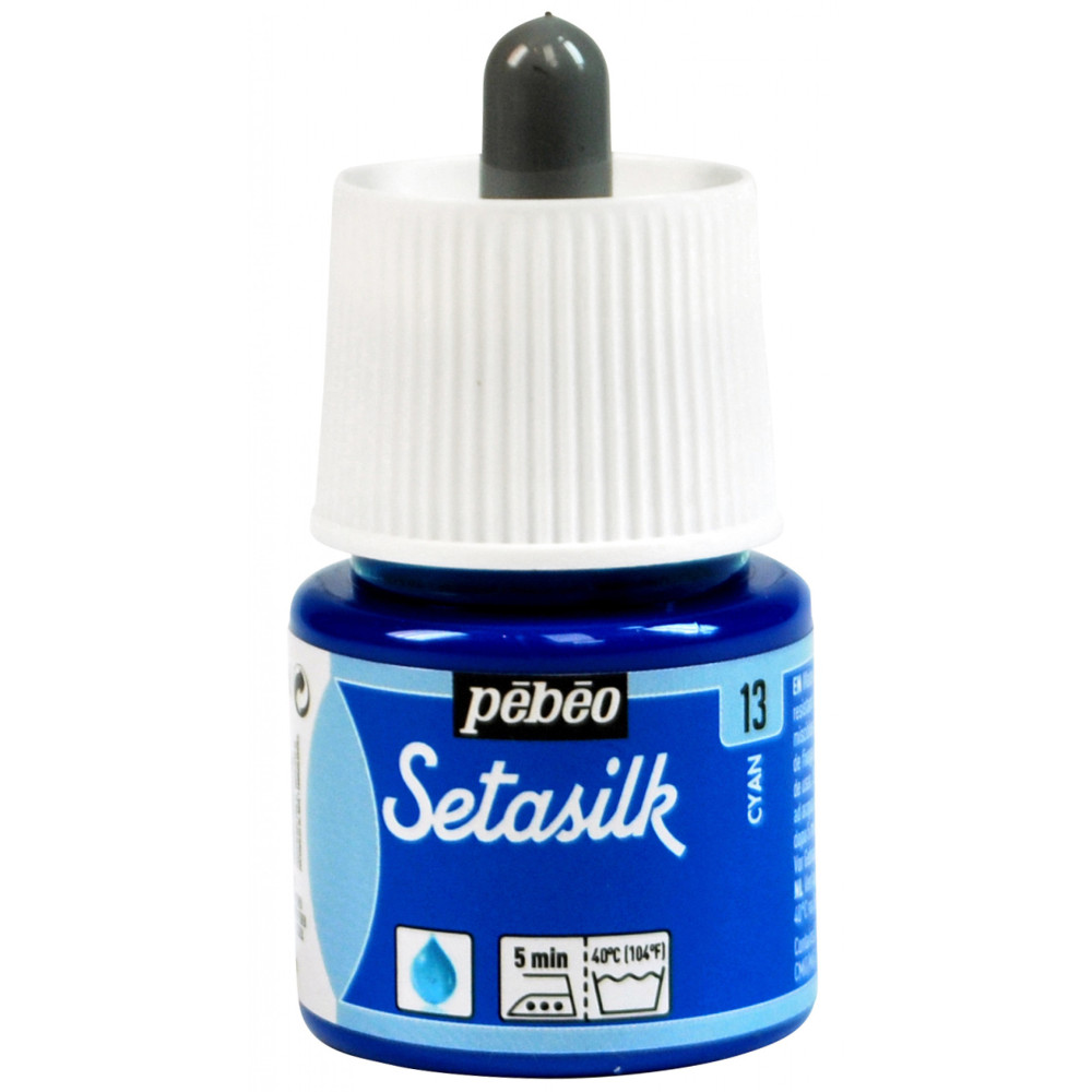 Setasilk water based paint for silk - Pébéo - Cyan, 45 ml