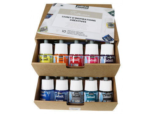 Set of Setasilk water based paints for silk - Pébéo - 10 colors x 45 ml