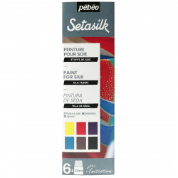 Set of Setasilk water based paints for silk - Pébéo - 6 colors x 20 ml