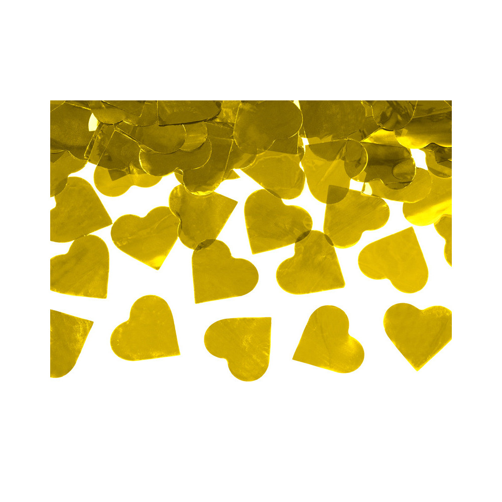 Confetti cannon - hearts, gold, 60 cm