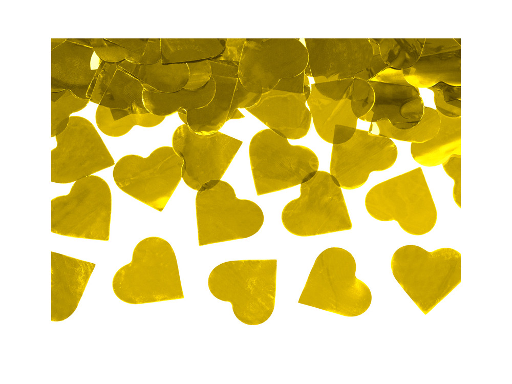 Confetti cannon - hearts, gold, 60 cm