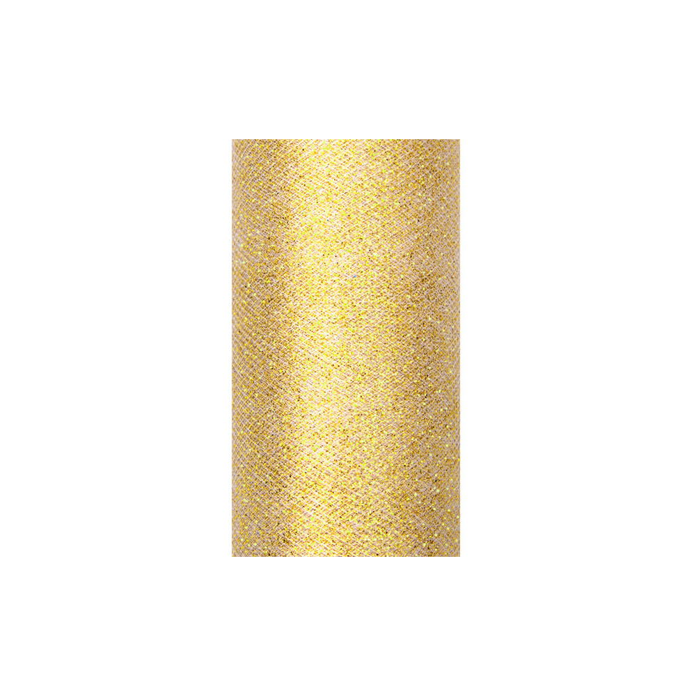Decorative Glittery tulle - gold, 15 cm x 9 m