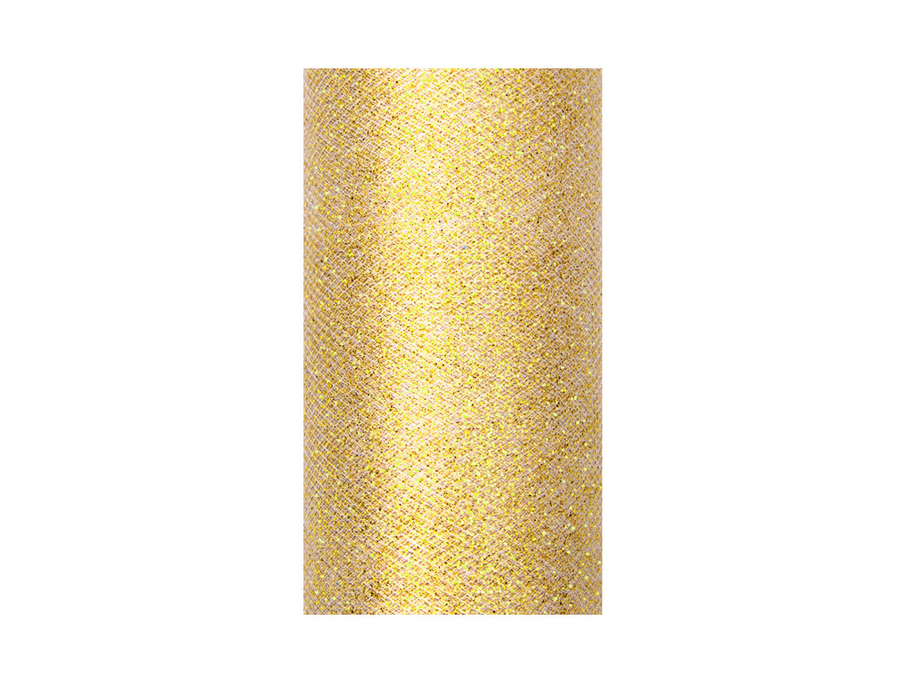 Tiul dekoracyjny Glittery - złoty, 15 cm x 9 m