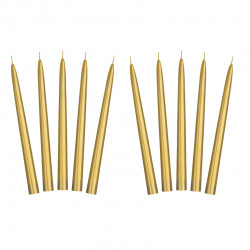 Cone candles, metallized - gold, 24 cm, 10 pcs.