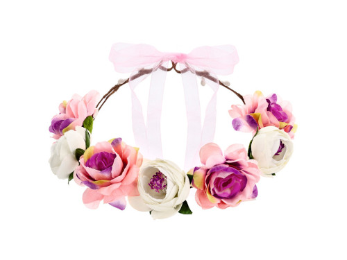 Head wreath with flowers - 17 cm