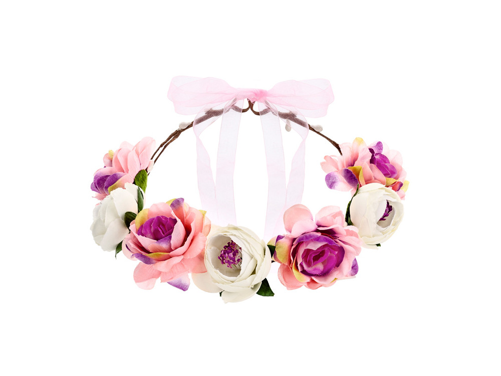 Head wreath with flowers - 17 cm