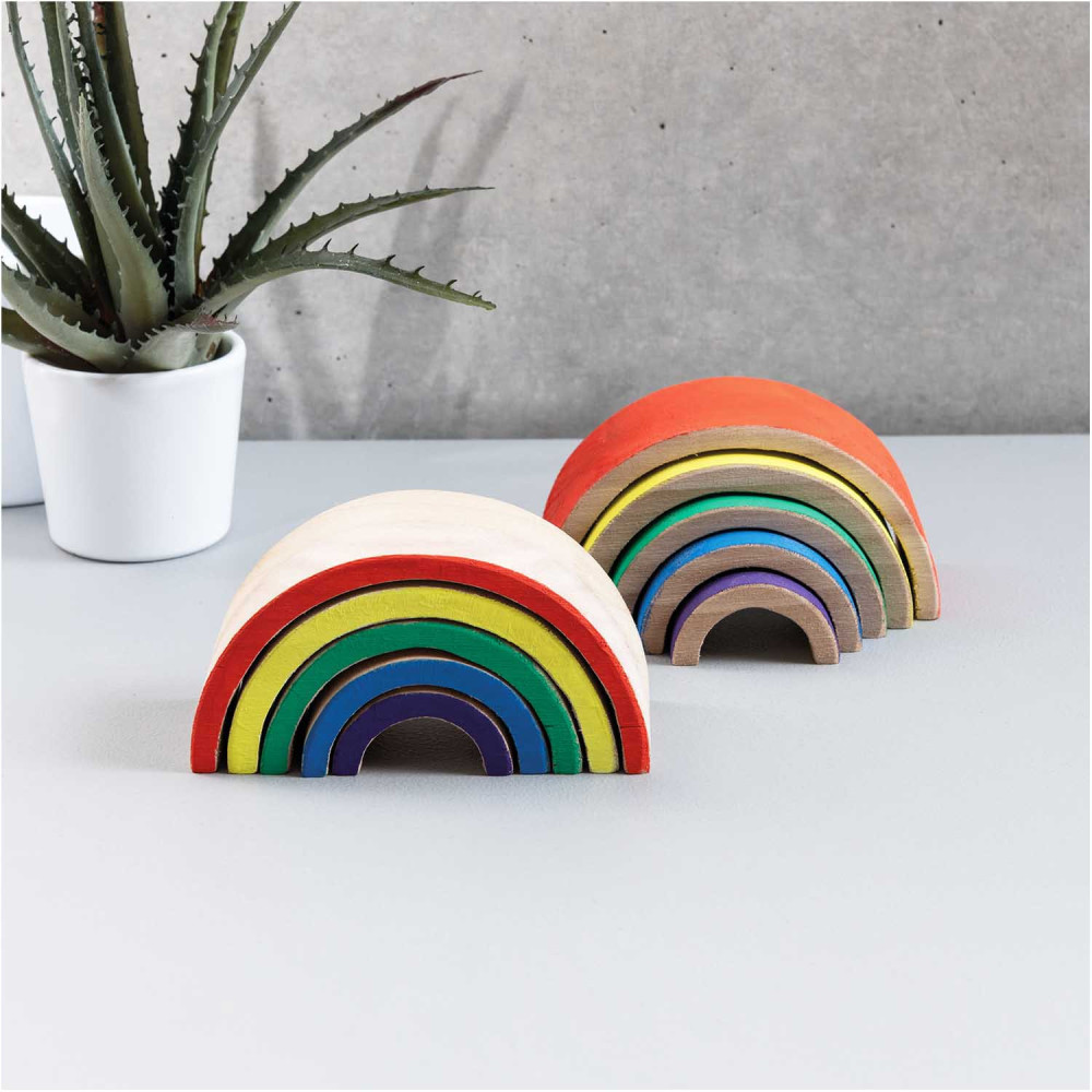 Set od wooden shapes, Rainbow - Rico Design - 12 x 6 x 5 cm, 5 pcs.