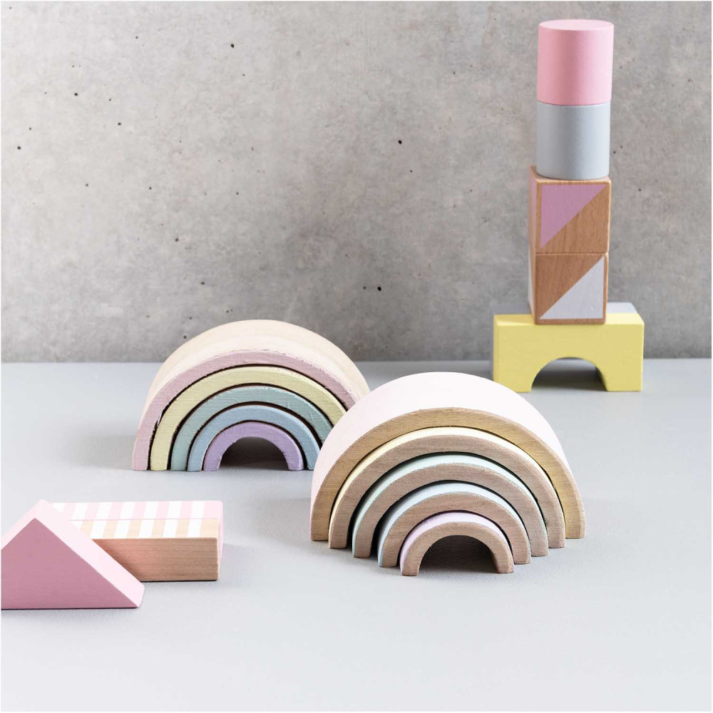 Set od wooden shapes, Rainbow - Rico Design - 12 x 6 x 5 cm, 5 pcs.