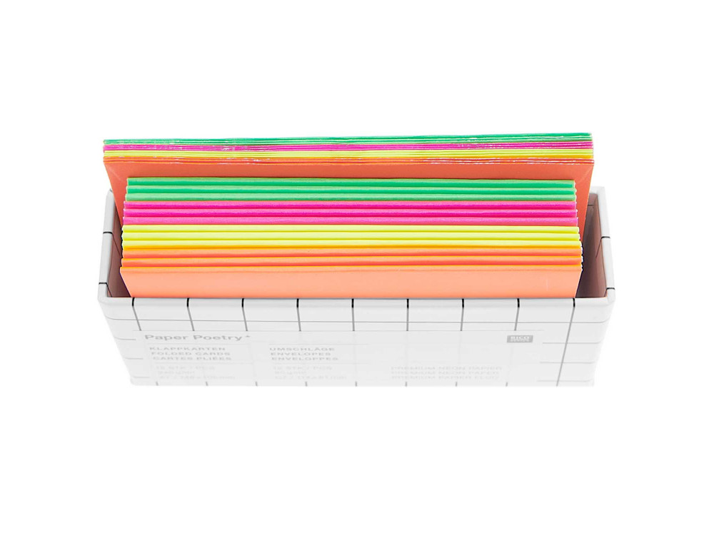 Set of folded cards and envelopes Neon - Paper Poetry - C7, 24 pcs