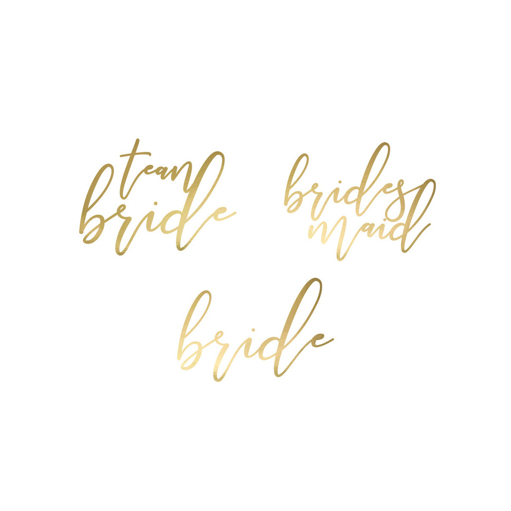 Temporary tattoos Bachelorette Party - gold, 15 pcs.