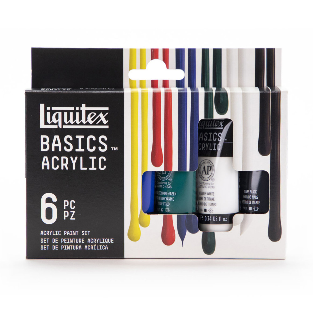 Set of Basics Acrylic paints - Liquitex - 6 colors x 22 ml