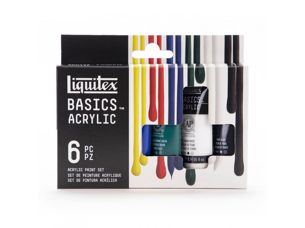 Set of Basics Acrylic paints - Liquitex - 6 colors x 22 ml