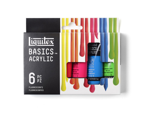Set of Basics Acrylic Fluorescents paints - Liquitex - 6 colors x 22 ml