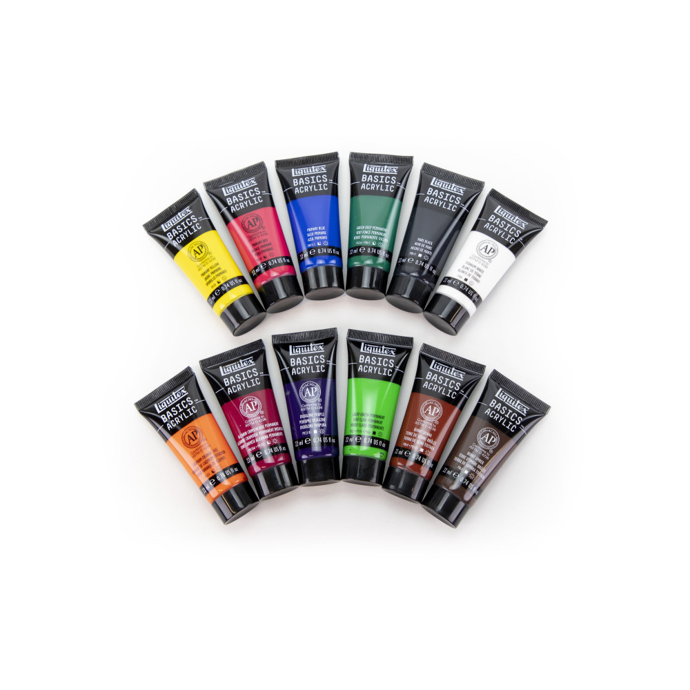Set of Basics Acrylic paints - Liquitex - 12 colors x 22 ml
