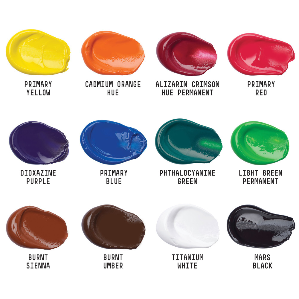 Zestaw farb akrylowych Basics Acrylic - Liquitex - 12 kolorów x 22 ml
