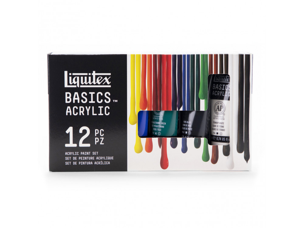 Zestaw farb akrylowych Basics Acrylic - Liquitex - 12 kolorów x 22 ml