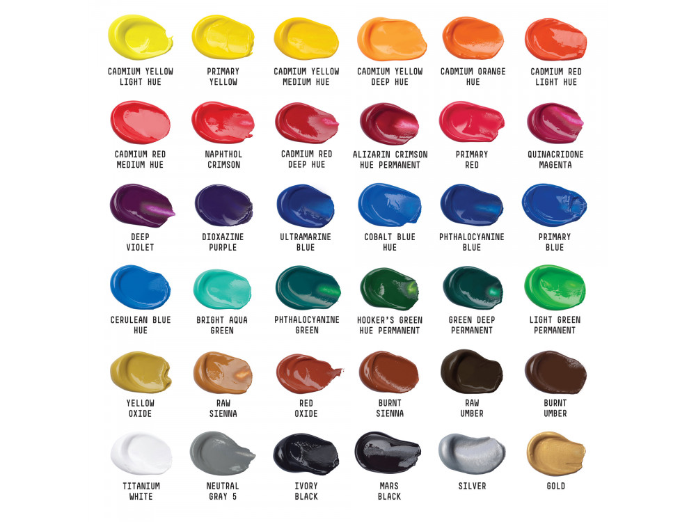 Zestaw farb akrylowych Basics Acrylic - Liquitex - 36 kolorów x 22 ml
