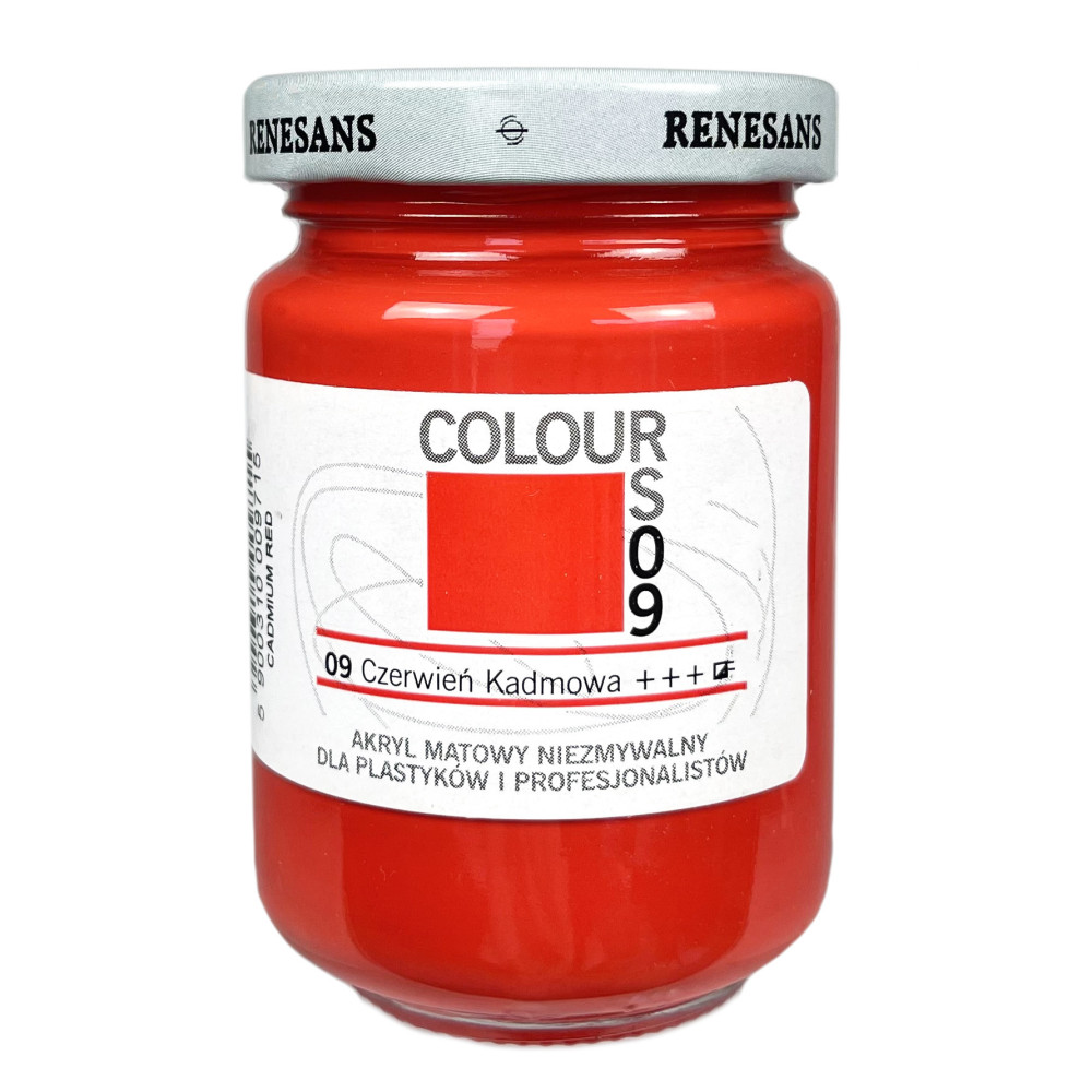 Acrylic paint Colours - Renesans - 09 Red Cadmium, 125 ml