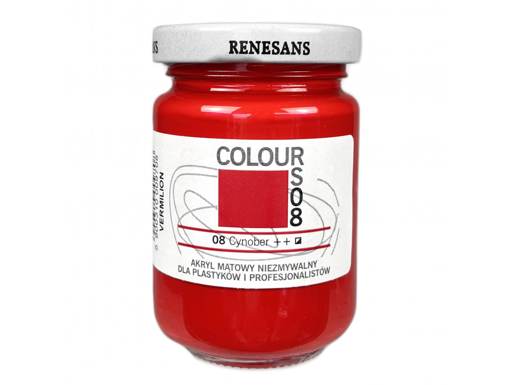 Acrylic paint Colours - Renesans - 08, Vermilion, 125 ml