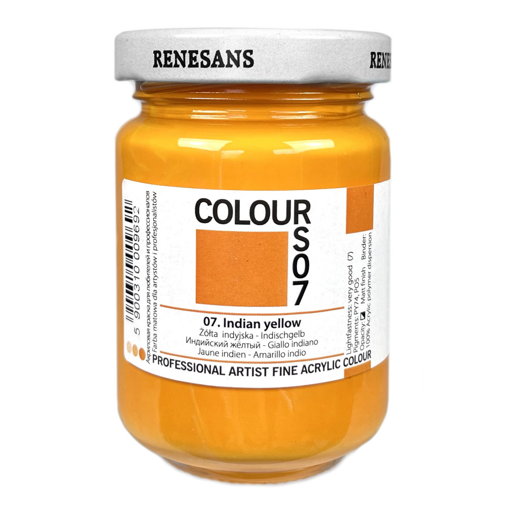 Farba akrylowa Colours - Renesans - 07, Indian yellow, 125 ml